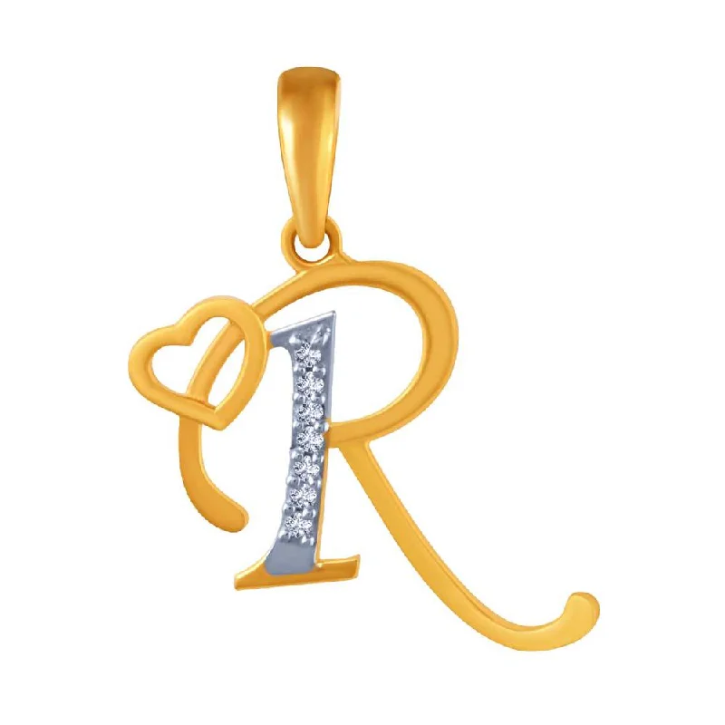 Beautiful necklaces and pendants with gemstone teardrops for an elegant effect-14k 'r' Letter With Heart Gold Pendent