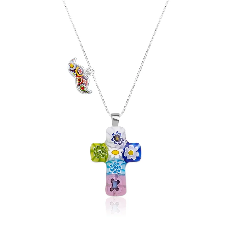 Necklaces and pendants with love knot designs for a romantic, meaningful symbol-Cross in Bloom Necklace