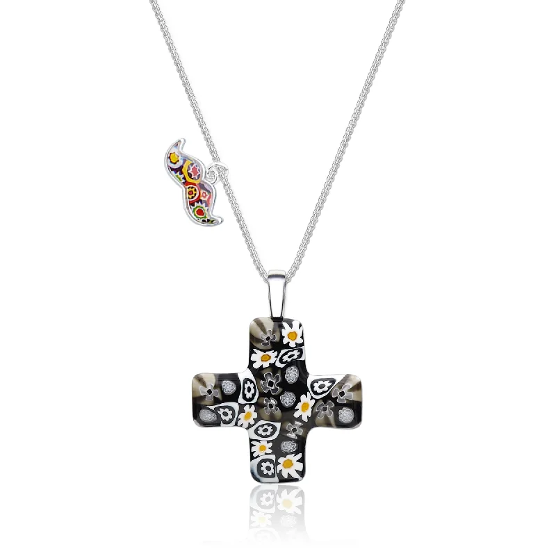 Necklaces and pendants with lotus flower designs for a spiritual, peaceful vibe-Artylish x Greek Cross Necklace