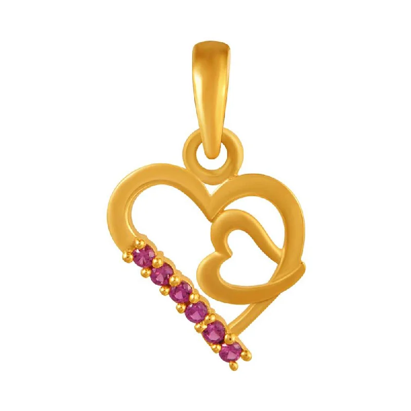 Necklaces and pendants with lock and key designs for a symbolic gesture-14k Gold Double Hearts With Pink S Pendant