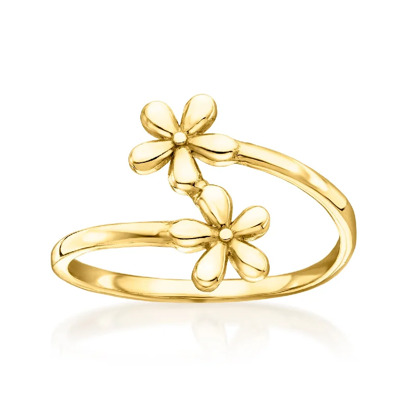 Rings with citrine stones for sunny vibes -Canaria 10kt Yellow Gold Flower Bypass Ring