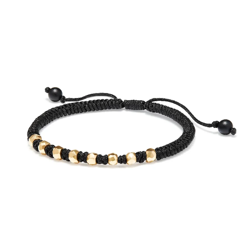 Bracelets with spiral ruby for striking twist -DY Fortune Woven Bracelet in Black with Black Onyx in 18K Gold