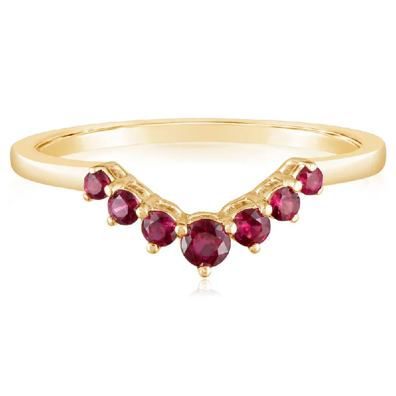 Rings with hematite for sleek metallic sheen -14K Yellow Gold Ruby Ring