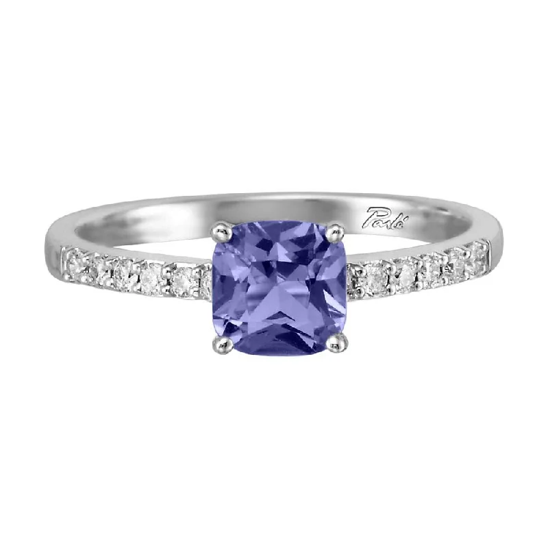 Rings with birthstone clusters for personalization -14K White Gold Montana Sapphire/Diamond Ring