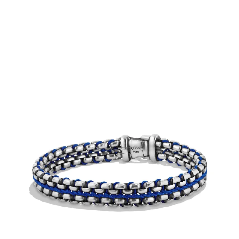 Bangles with gothic-inspired engravings for drama -Woven Box Chain Bracelet in Blue, Size Medium