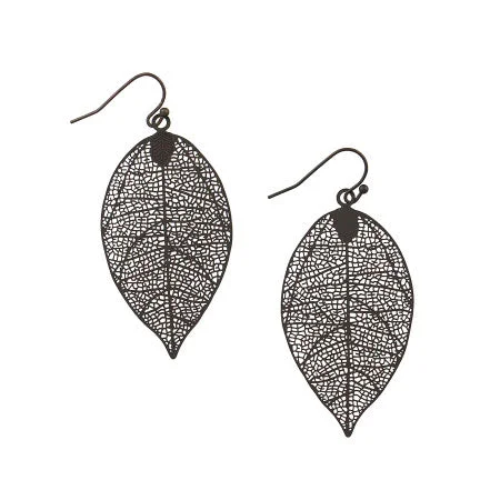 Waterproof Drop Earrings for Outdoor -Tiger Tree  Black Leaf Earrings