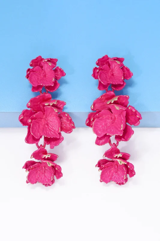 Rhinestone Drop Earrings for Sparkle -Flower Shape Zinc Alloy Dangle Earrings