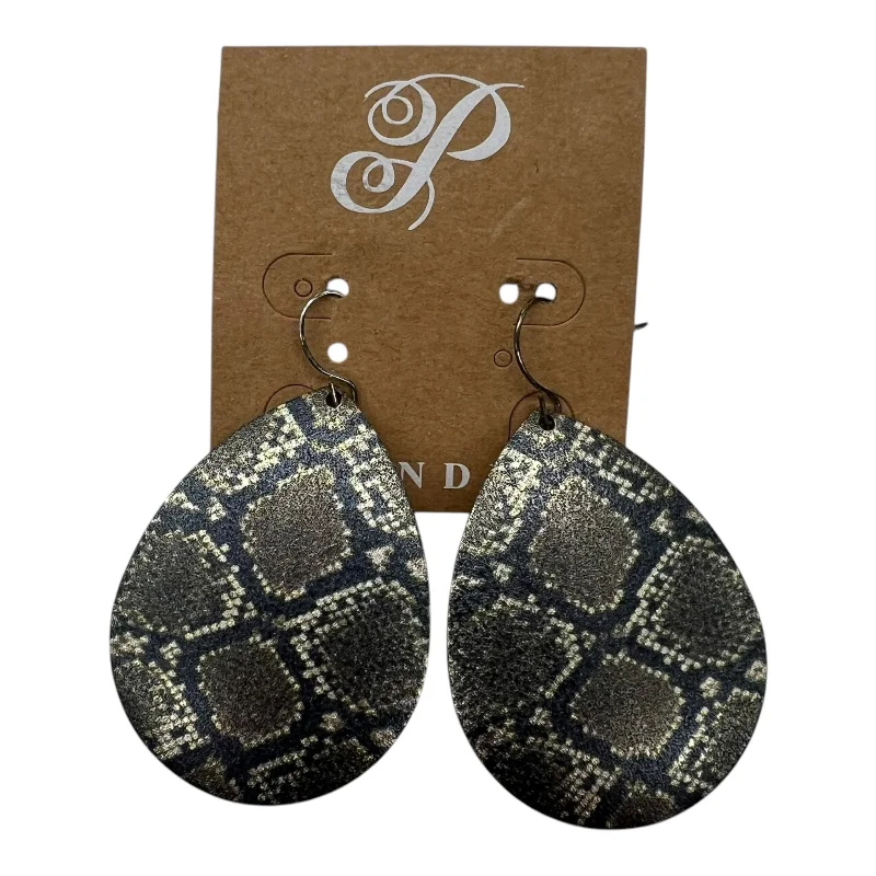 Hippie Drop Earrings with Beads -Earrings Dangle/Drop By Plunder In Snakeskin Print