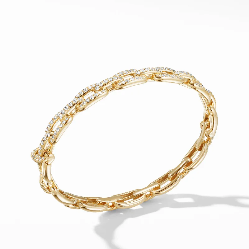 Bangles with raw sapphire for rugged chic -Stax Chain Link Bracelet with Diamonds in 18K Yellow Gold, Size Medium