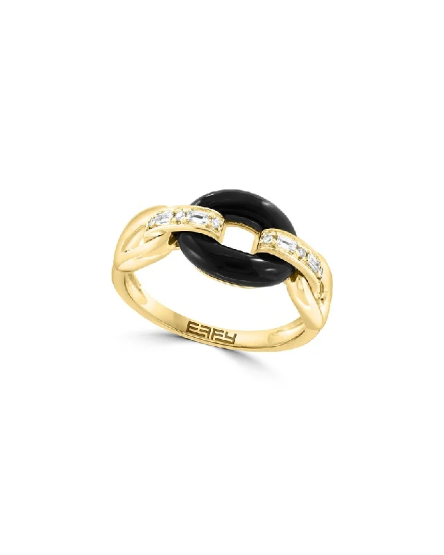 Rings with raw jade for natural calm -Effy Fine Jewelry 14K 2.19 ct. tw. Diamond & Onyx Ring