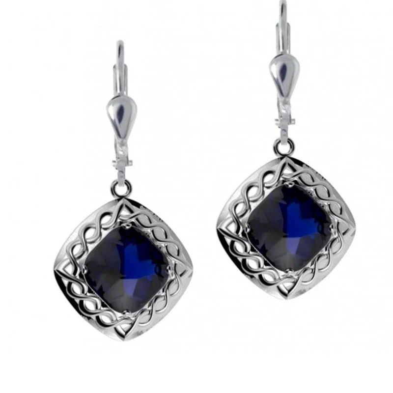 Drop Earrings with Etched Designs -Celtic Knot Cable Weave Doublet Drop Earrings