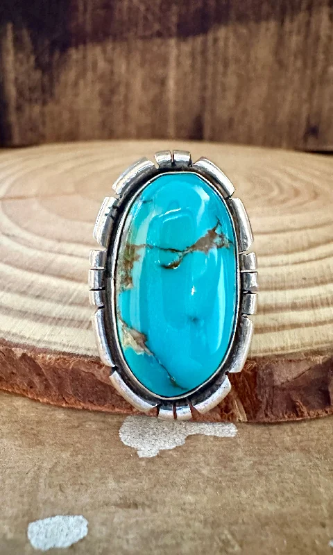 Rings with adjustable bands for perfect fit -MERLE HOUSE NAVAJO Turquoise and Sterling Silver Ring • Size 5