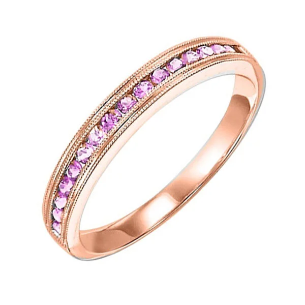 Rings with wide bands for statement wear -14KT ROSE GOLD PINK SAPPHIRE (1/3 CTW) RING