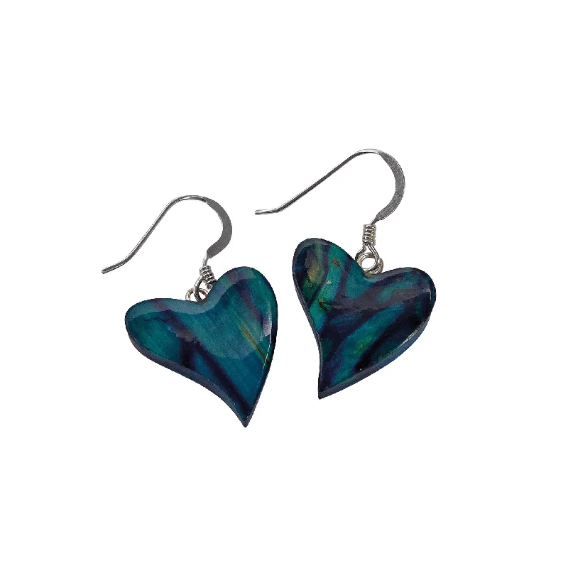 Drop Earrings with Debossed Designs -Heathergems Quirky Heart Heather Earrings (SE64)