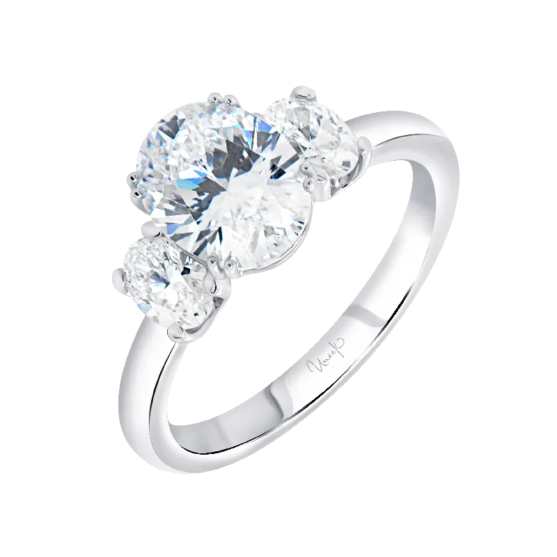 Rings with raw topaz for icy charm -0.61ctw Oval Solitaire Engagement Ring