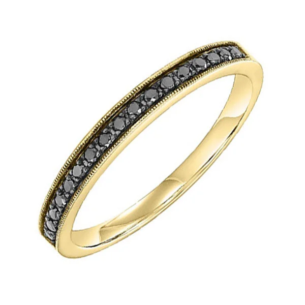 Rings with coral stones for vibrant pop -10KT Round Black Diamond (1/6CTW) Ring- Available in Rose, Yellow and White Gold