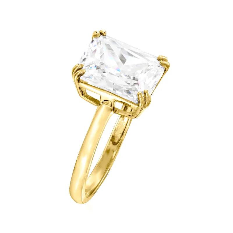 Rings with starburst topaz for radiant beauty -14k Yellow Gold 4.25 ctw CZ Solitaire Ring