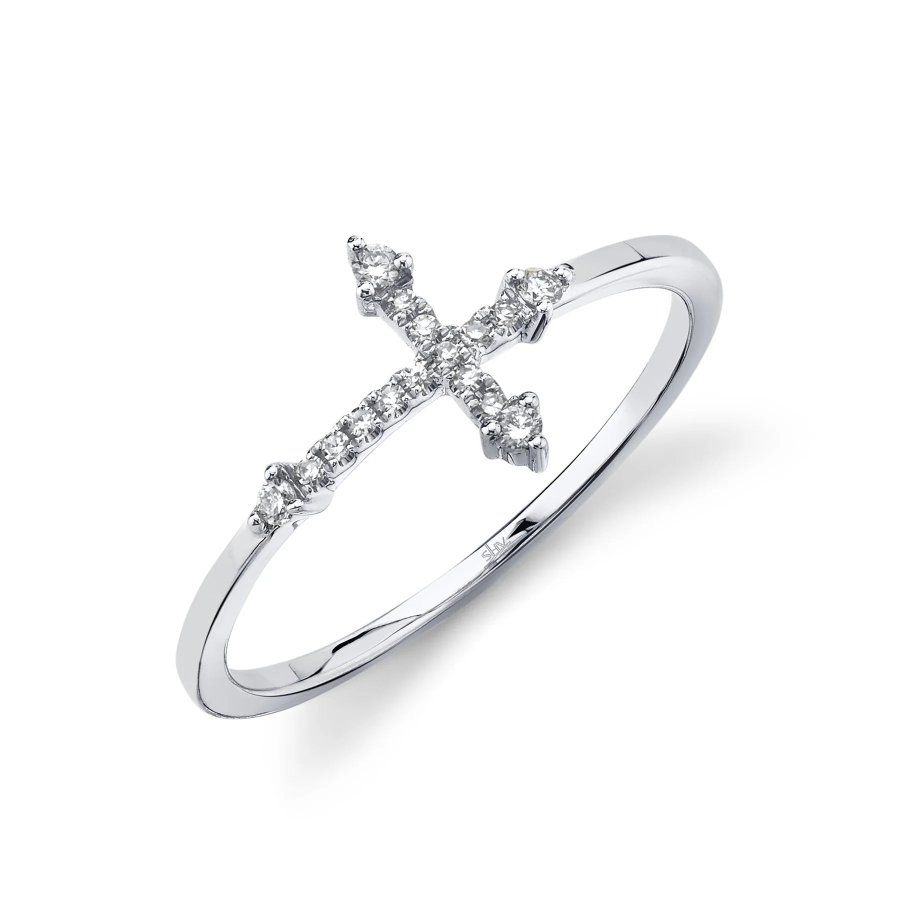 Rings with birthstone clusters for personalization -0.09ctw Diamond Cross Ring