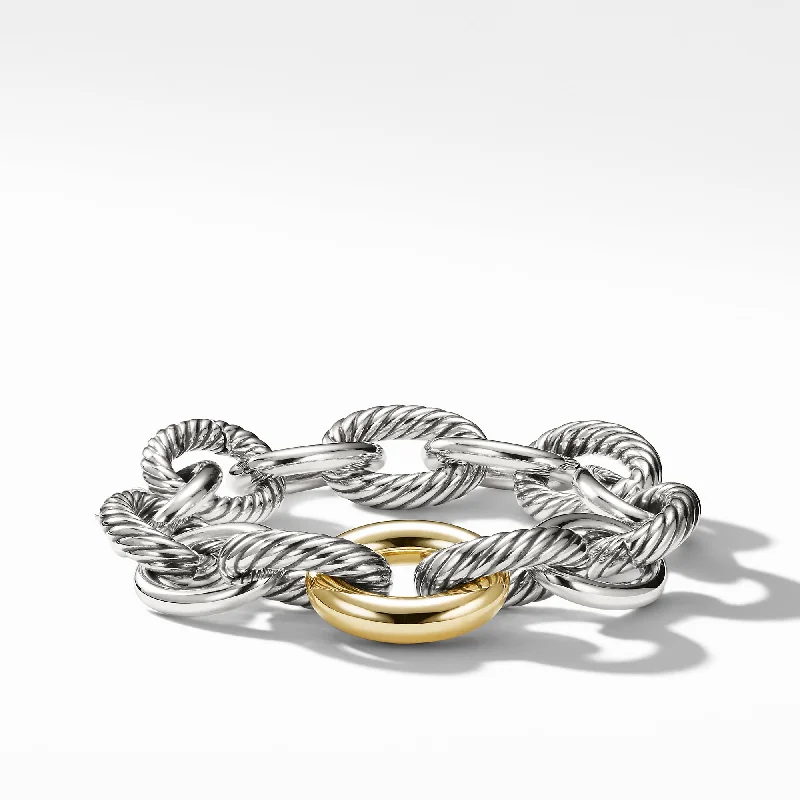 Bangles with twisted metal bands for flair -Oval Extra-Large Link Bracelet with Gold, 8" Length