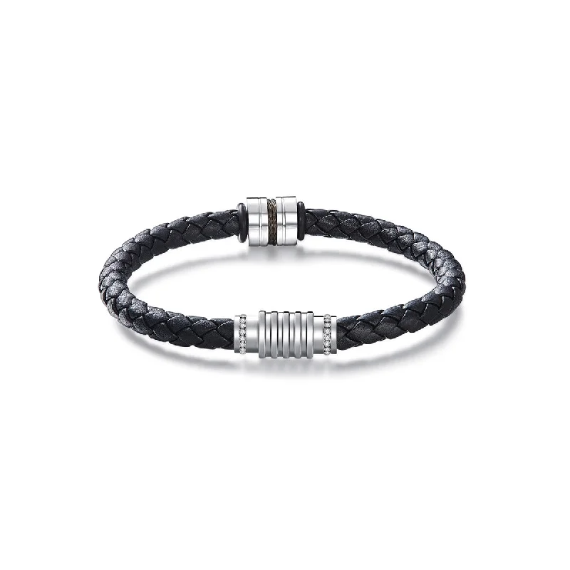 Men's Leather Spoke Bracelet