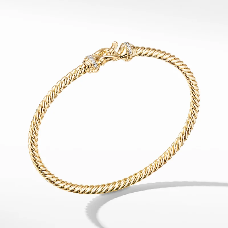 Bracelets with woven leather for rustic style -David Yurman  Bracelet in 18-Karat Yellow Gold