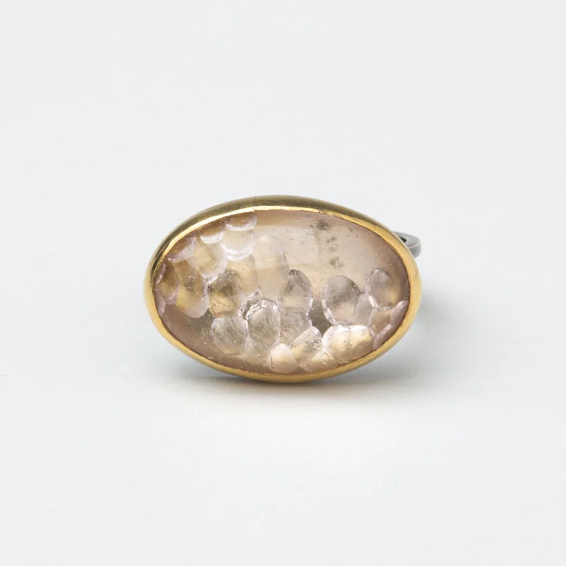 Rings with oxidized silver for antique appeal -Morganite Ring