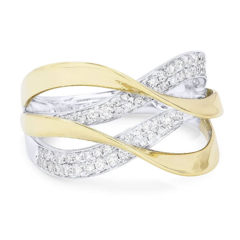 Rings with pave-set gemstones for brilliance -14K White And Yellow Gold,white Diamond Ring