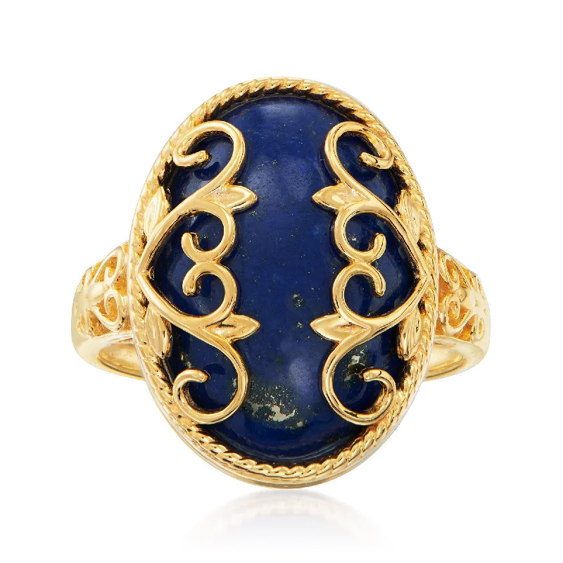 Rings with tiger eye for warm tones -Ross-Simons Lapis Ring in 18kt Gold Over Sterling