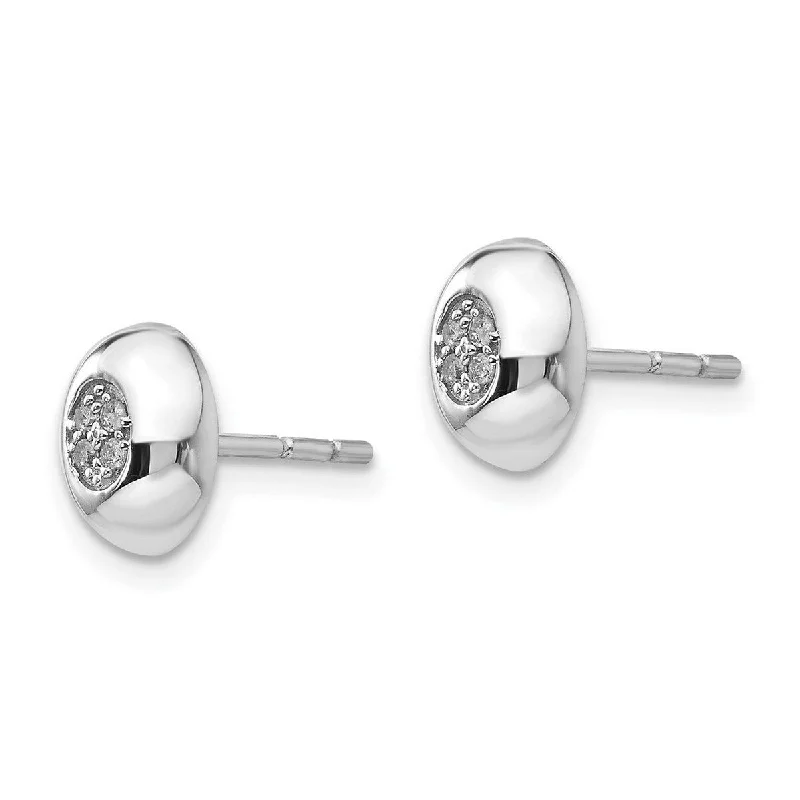 Drop Earrings with Polished Shine -Curata 925 Sterling Silver Polished Post Earrings White Ice Diamond Earrings - 9x7mm Wide