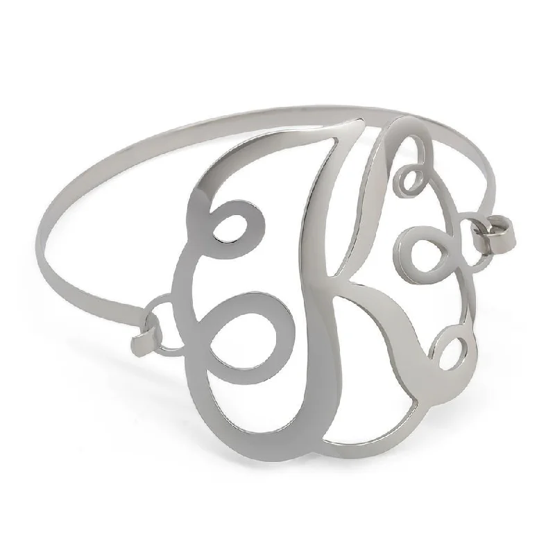 Bracelets with matte rose gold for subtlety -Stainless Steel Wire Bracelet Initital - K