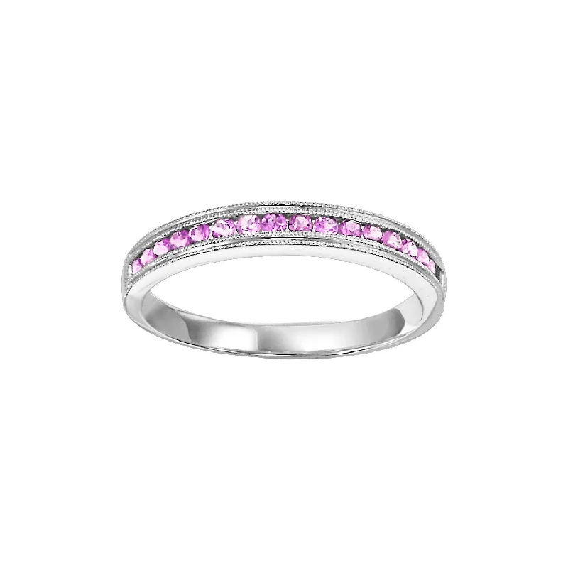 Rings with channel-set turquoise for color -Pink Sapphire Stackable Ring