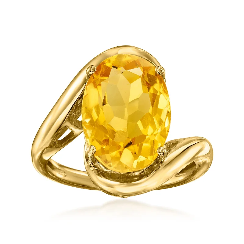 Rings with raw topaz for icy charm -Ross-Simons Citrine Wavy Ring in 18kt Gold Over Sterling