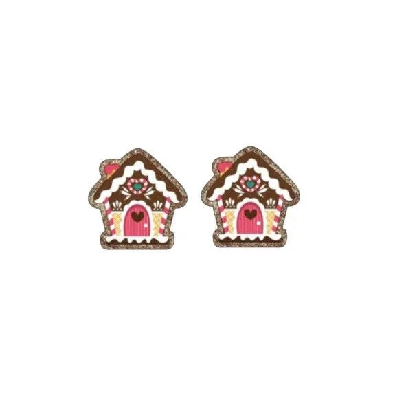 Geometric Drop Earrings for Trend -Christmas Gingerbread House Earrings