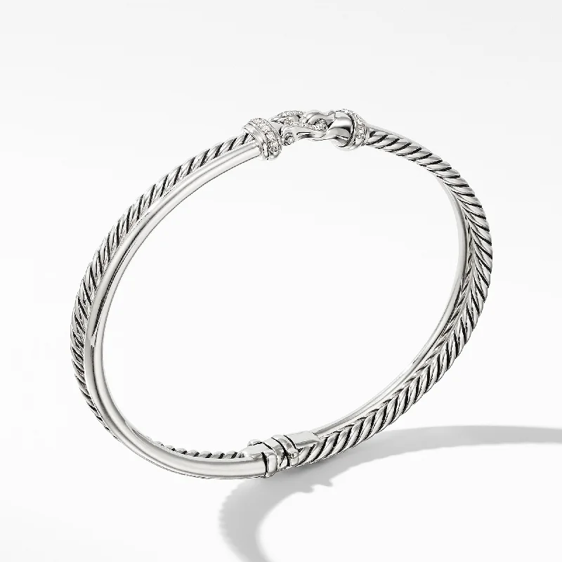 Bangles with sleek matte finish for subtlety -Two-Row Buckle Bracelet with Diamonds, Size Medium