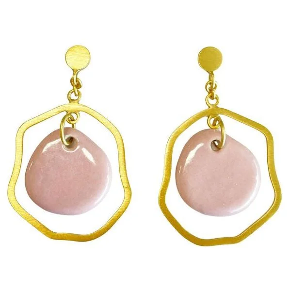 Drop Earrings with Symbolic Elements -Cassie Pendant Pink Earrings