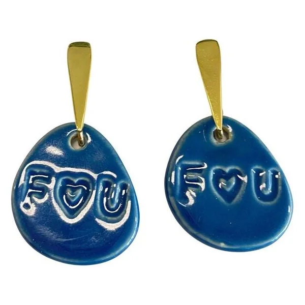 Drop Earrings for Yoga Session -Darby FU Blue Earrings