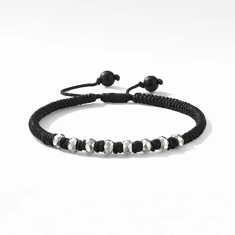 Bracelets with engraved constellations for stargazers -DY Fortune Woven Bracelet in Black with Black Onyx