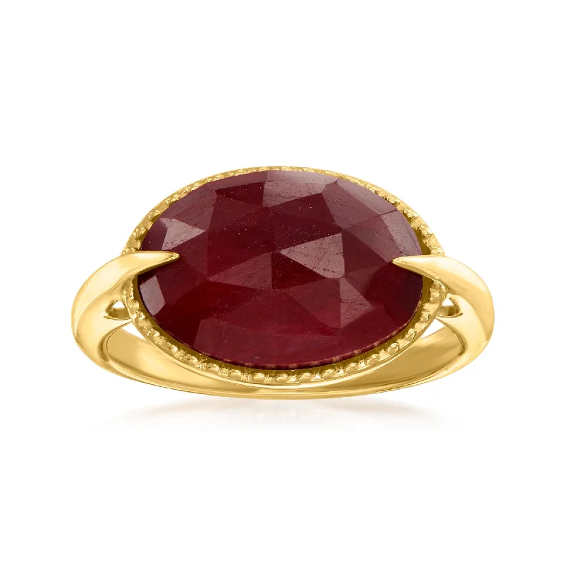 Rings with birthstone clusters for personalization -Ross-Simons Ruby Ring in 18kt Gold Over Sterling