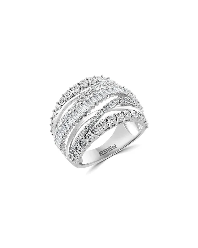 Rings with engraved constellations for stargazers -Effy Fine Jewelry Silver 0.98 ct. tw. Diamond Ring