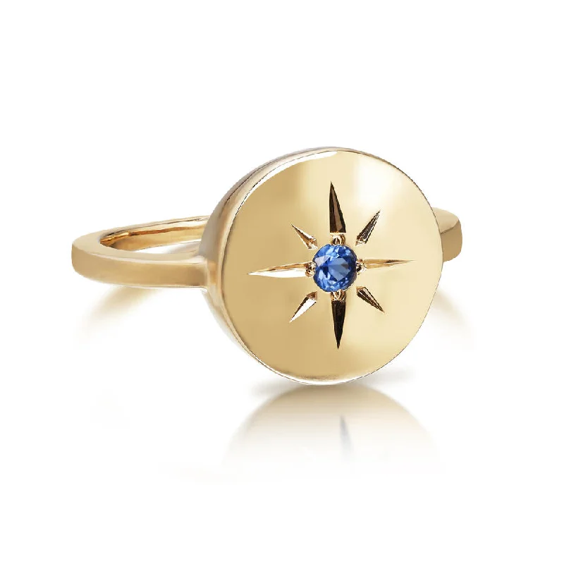 Rings with coral stones for vibrant pop -14K Yellow Gold Star Sapphire Ring