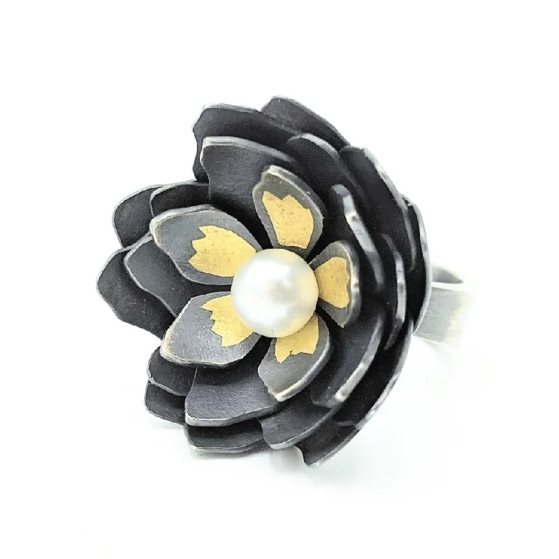 Rings with spiral designs for eye-catching twist -Layered Flower Ring No 4 "True Love"