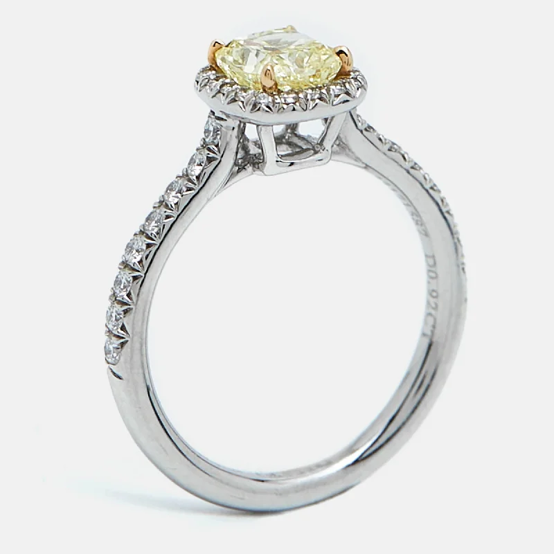 Rings with etched floral bands for detail -Tiffany & Co. Tiffany Soleste Diamonds Platinum 18K Yellow Gold Ring