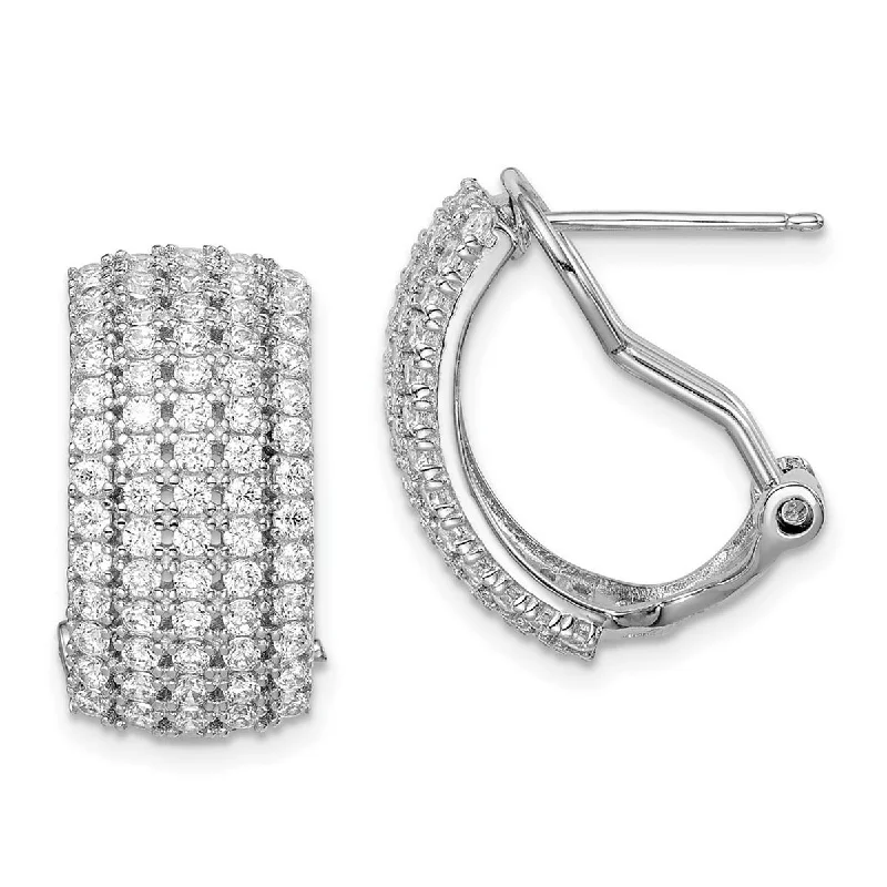 Drop Earrings with Chevron Designs -Curata 925 Sterling Silver Rhodium Plated CZ Cubic Zirconia 19.46x16.45mm 5 row Omega Earrings