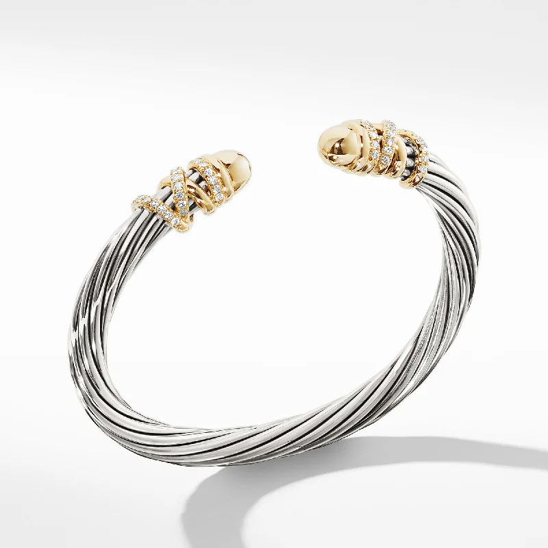 Bracelets with sleek topaz for icy shine -Helena Bracelet with Gold Dome and Diamonds, Size Medium