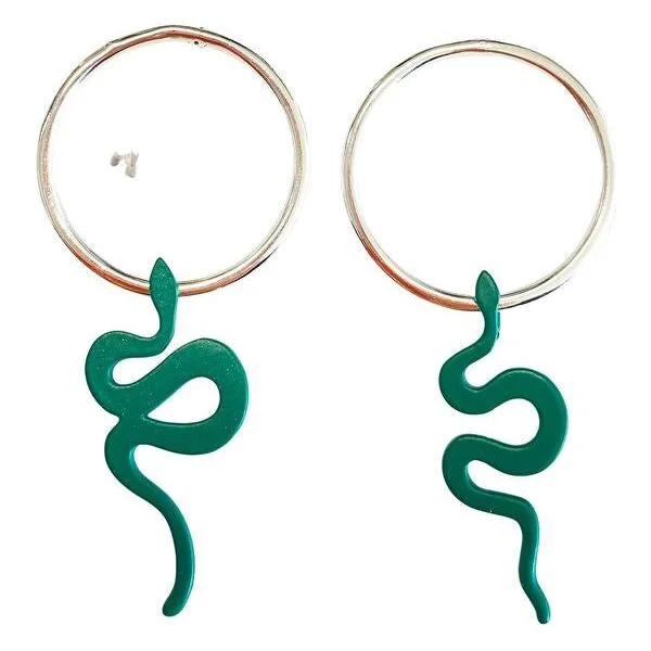 Drop Earrings for Concert Look -Indie Snake Earrings Emerald