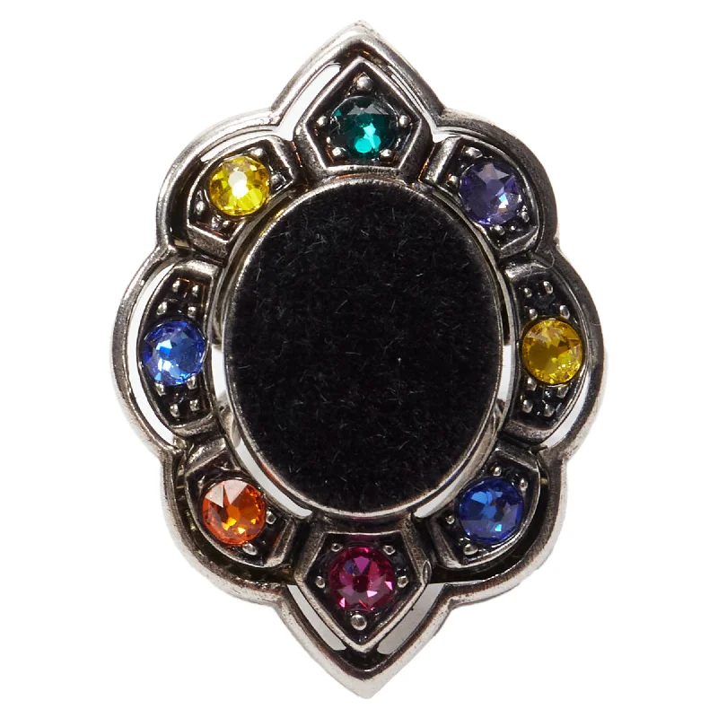 Rings with natural amber for warm glow -Gucci Alessandro Michele velvet colorful crystals oversized cocktail ring