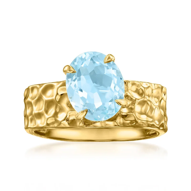 Rings with tiger eye bands for warmth -Ross-Simons Sky Blue Topaz Ring in 18kt Gold Over Sterling