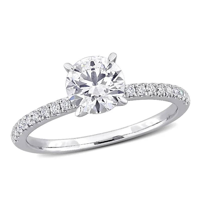 Dainty rings with subtle engraved star motifs -Created Forever 1 1/6ct TW Lab-Grown Diamond Solitaire Engagement Ring in 14k White Gold