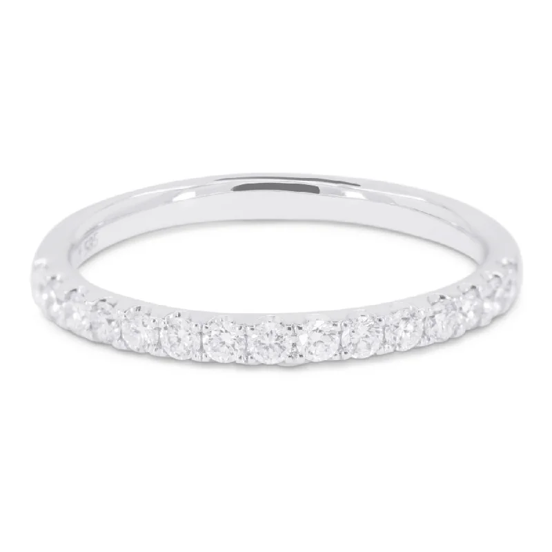 Vintage rings with engraved floral band designs -14K White Gold,white Diamond Ring