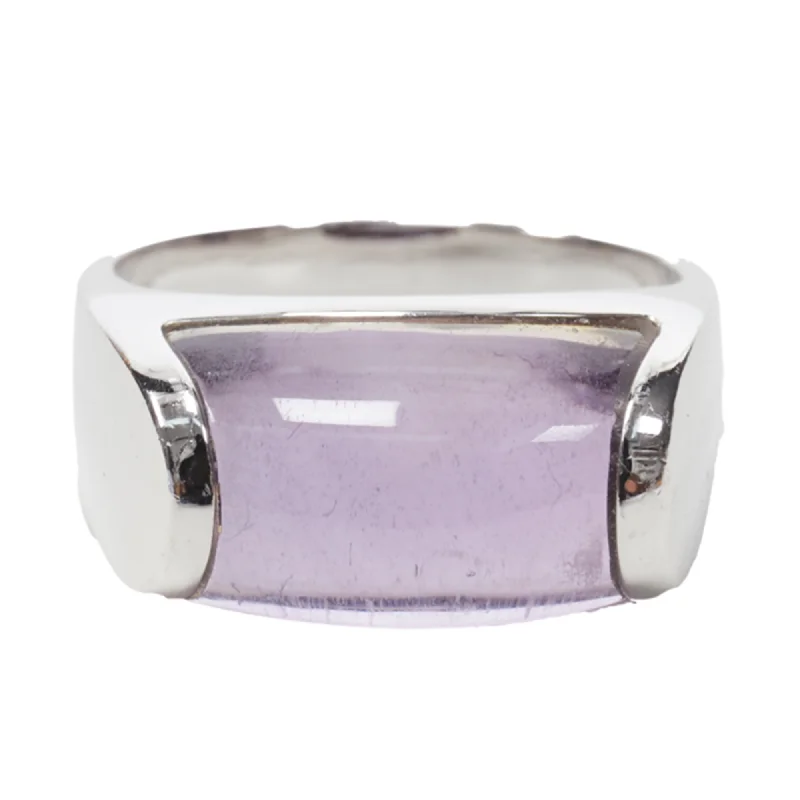 Rings with gothic-inspired skull motif details -Bulgari amethyst stone silver ring